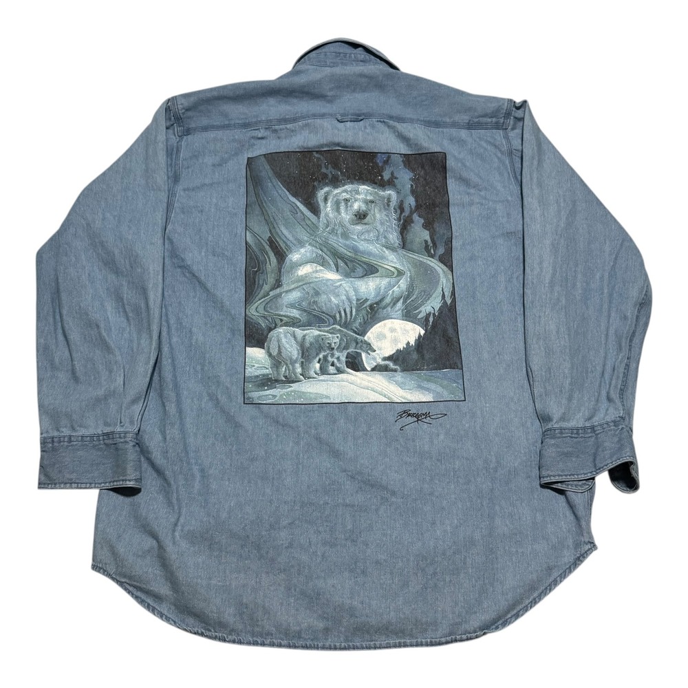 Vintage Jason Alexander Polar Bear Artist Casual Button Up Shirt Men's XL‎